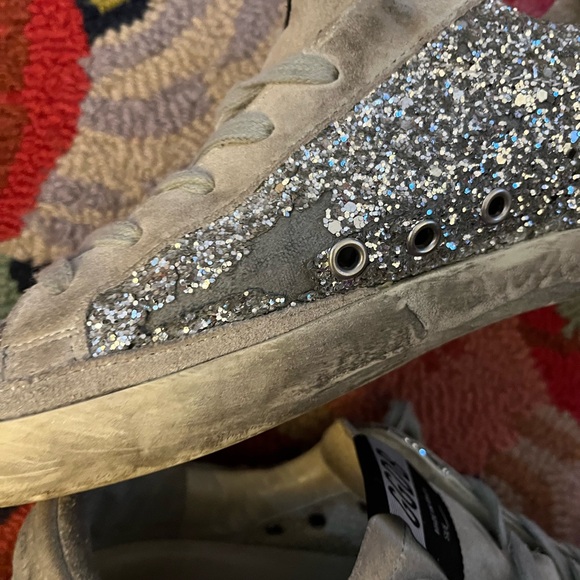 Women's Superstar in Silver Glitter Ice-Gray Suede Star - Picture 10 of 16